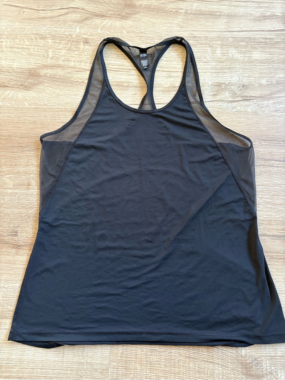 Victorias Secret Sport Black Mesh-Panel Racerback Tank Top Sz med